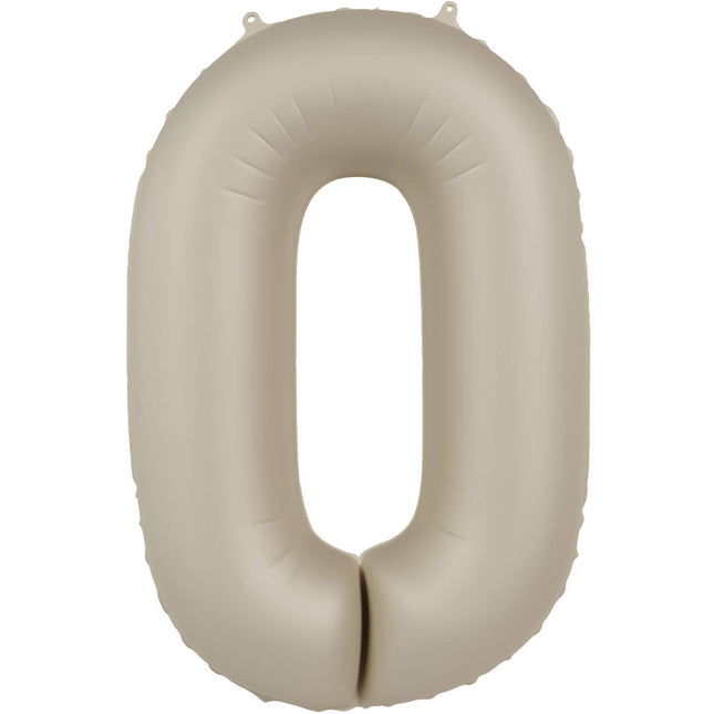 0 Jaar Cijfer Ballon Nude Mat 86cm