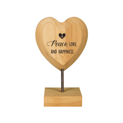 Houten Hart Peace, Love And Happiness