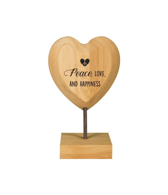 Houten Hart Peace, Love And Happiness