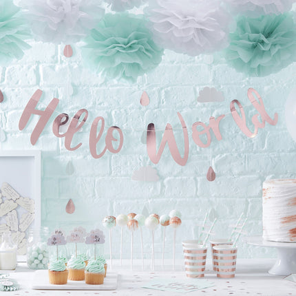 Rose Gouden Letterslinger Hello World 1,5m