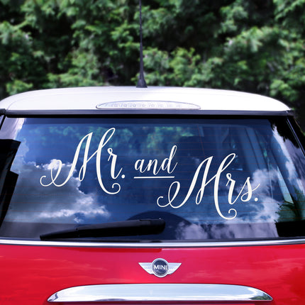 Autosticker Bruiloft Set Mr, and Mrs, 3st