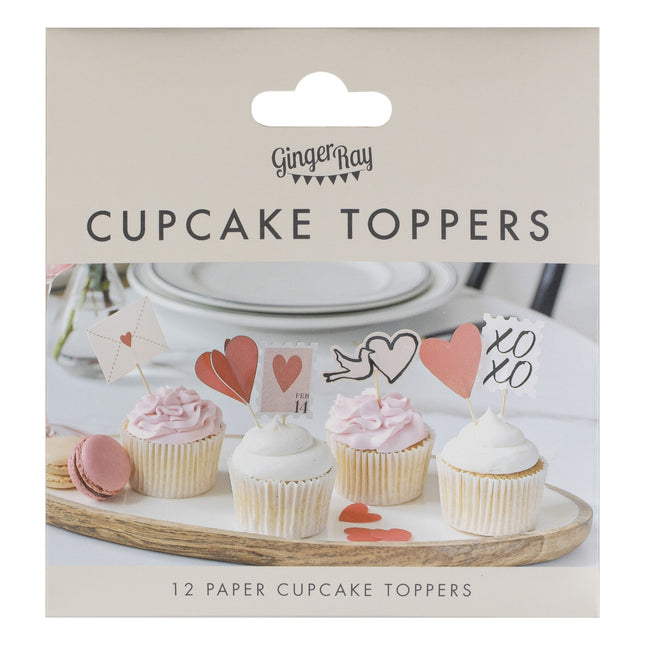 Rode Cupcake Toppers Love 12st