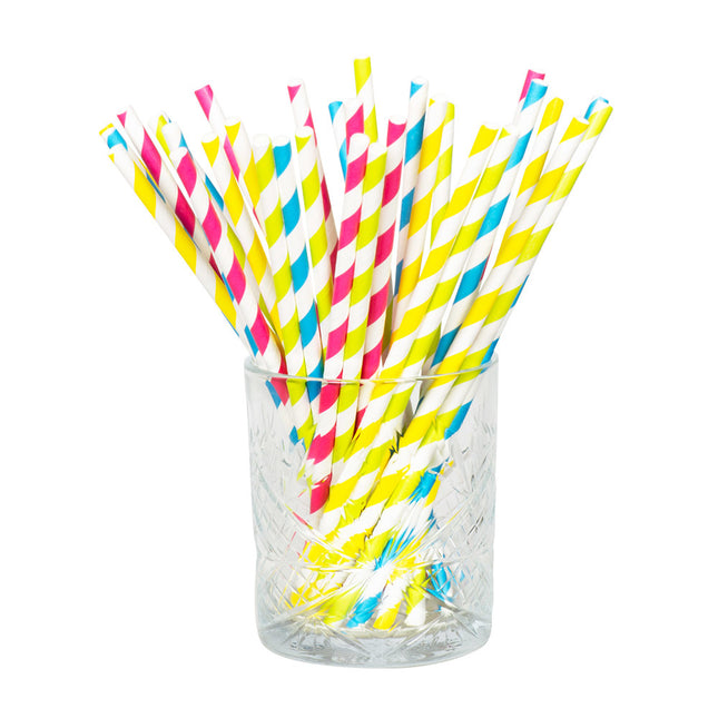 Neon Rietjes Papier 20cm 20st