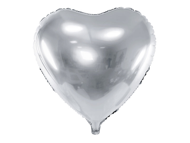 Helium Ballon Hart Zilver Leeg 45cm