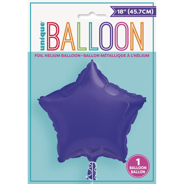 Helium Ballon Ster Paars Leeg 45cm