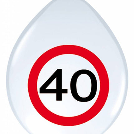 Ballonnen 40 Jaar Verkeersbord 30cm 8st