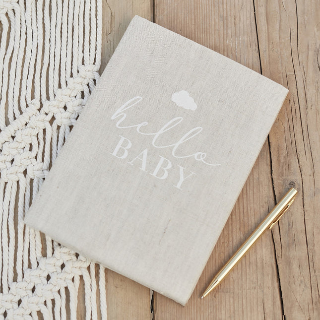 Grijze Gastenboek Hello Baby 16cm