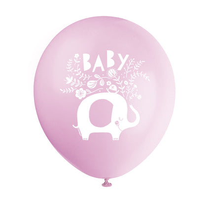 Baby Olifant Ballonnen Roze 30cm 8st