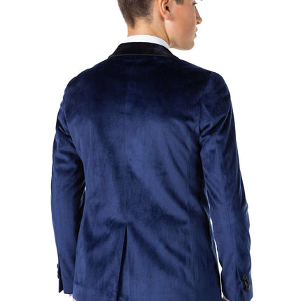 Donkerblauwe Velvet Blazer Jongen Tiener OppoSuits