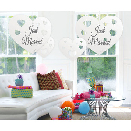 Just Married Hangdecoratie Set Harten 5 delig