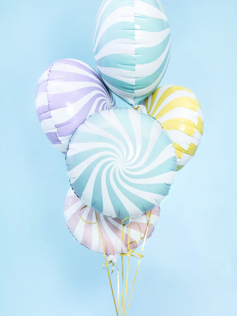 Helium Ballon Lichtblauw Swirl 45cm leeg