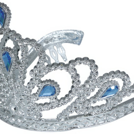 Tiara Zilver Meisje Met Blauw Diamanten Kind