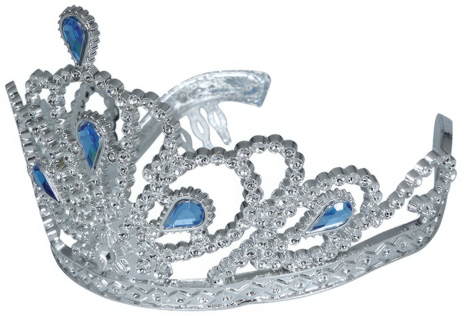 Tiara Zilver Meisje Met Blauw Diamanten Kind