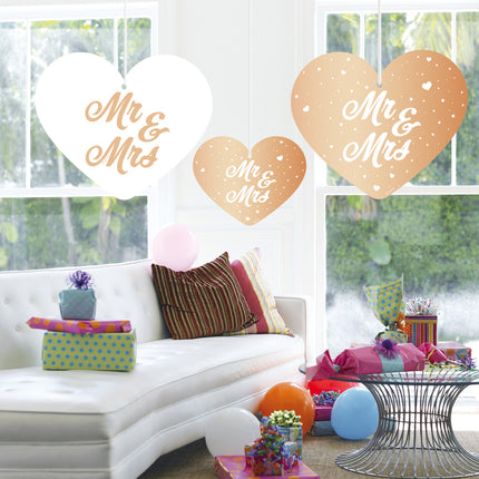 Mr, & Mrs, Hangdecoratie Set Rose Goud 5 delig