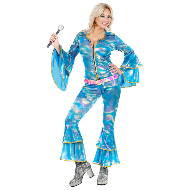 Disco 70S Jumpsuit Blauw Dames