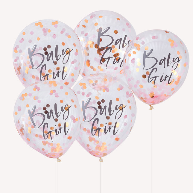 Roze Confetti Ballonnen Baby Girl 30cm 5st