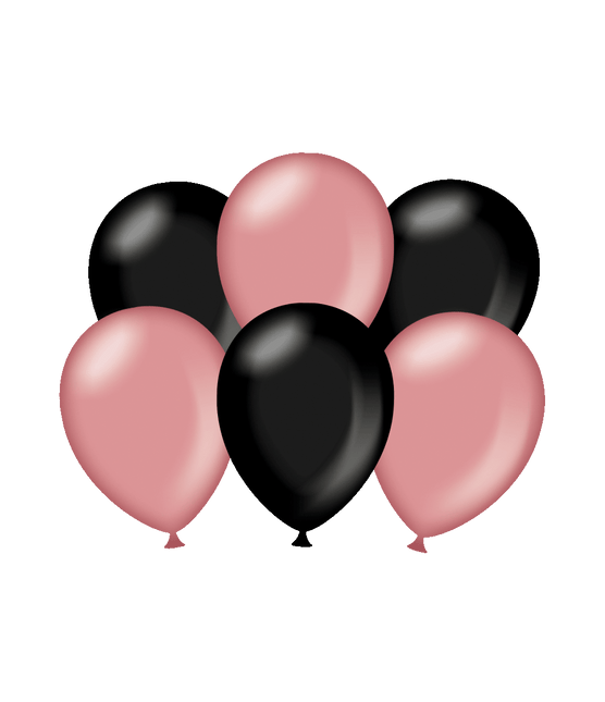Ballonnen Zwart/Roze Metallic 30cm 6st