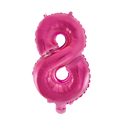 Folie Ballon Cijfer 8 Fuchsia XL 86cm leeg