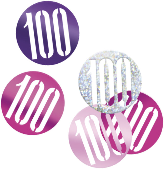 Tafelconfetti 100 Jaar Roze 14gr