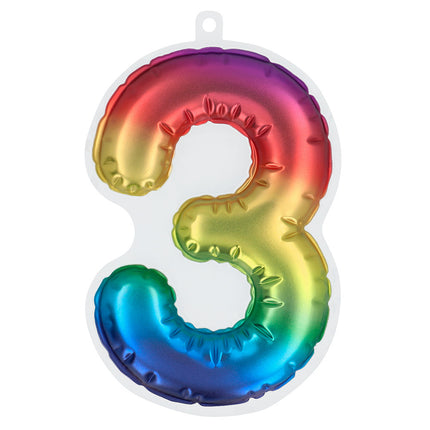 Regenboog 3 Jaar Stickers Folieballon 20cm