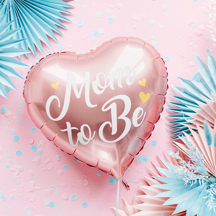 Helium Ballon Hart Mom To Be Roze Leeg 35cm