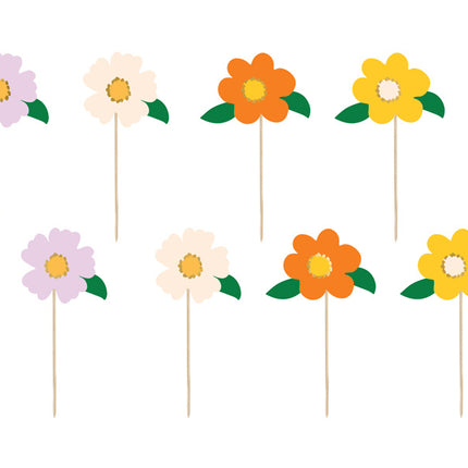 Caketopper Bloemen Mix 13cm 8st