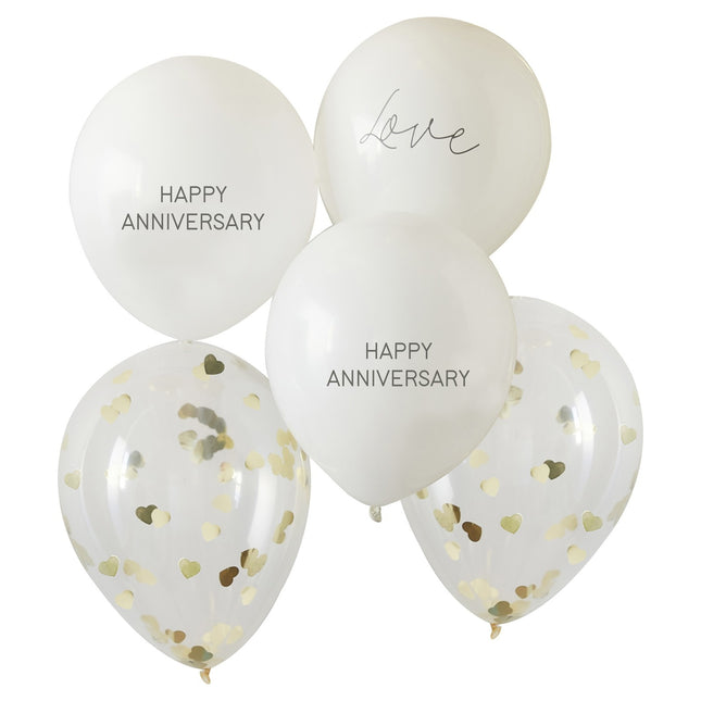 Ballonnen Happy Anniversary 30cm 5st