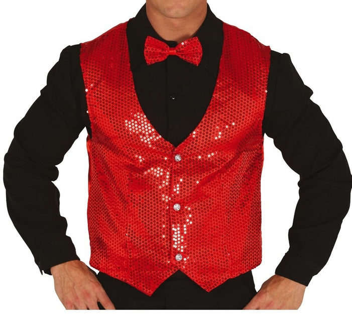 Glitter Gilet Rood