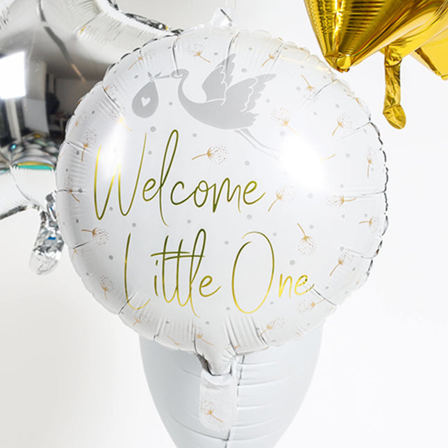 Helium Ballon Welcome Little One Ooievaar Leeg 45cm