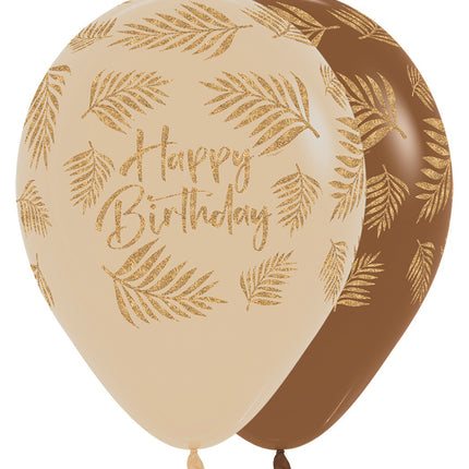 Ballonnen Happy Birthday Palms Glitter Ink 30cm 25st