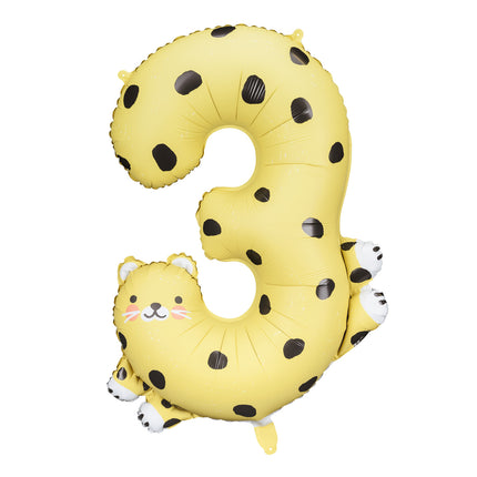 Helium Ballon 3 Jaar Cheetah Leeg 75cm