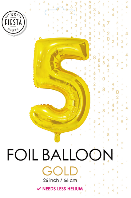 Folieballon Cijfer 5 Goud 66cm