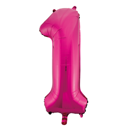 Folie Ballon Cijfer 1 Fuchsia XL 86cm leeg