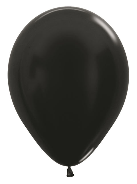 Ballonnen Metallic Black 30cm 12st