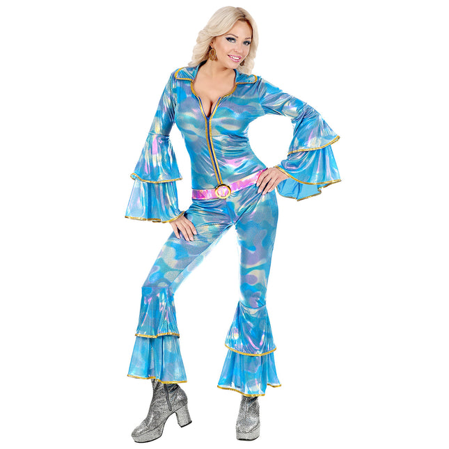 Disco 70S Jumpsuit Blauw Dames