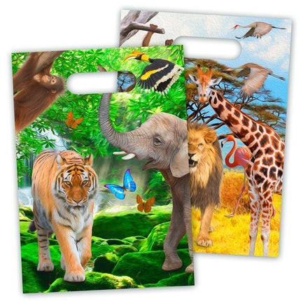 Dieren Uitdeelzakjes Safari 23cm 8st