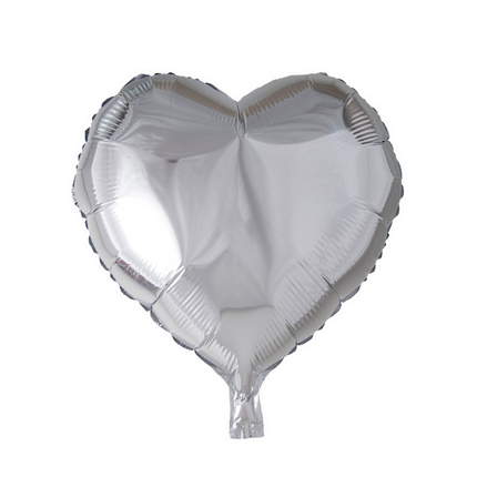 Helium Ballon Hart Zilver 45cm leeg