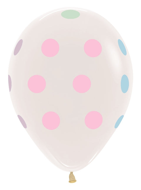 Ballonnen Pastel Polka Dots Clear 30cm 25st