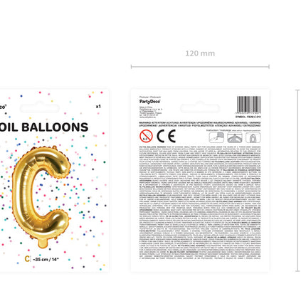 Folie Ballon Letter C Goud Leeg 35cm