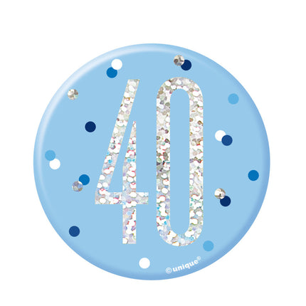 Button 40 Jaar Blauw 7cm