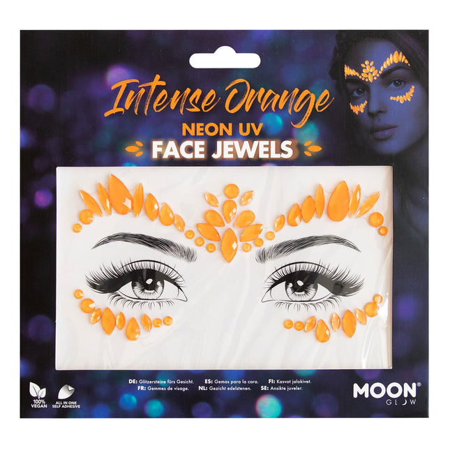 Moon Glow Neon UV Face Jewels Intense Orange