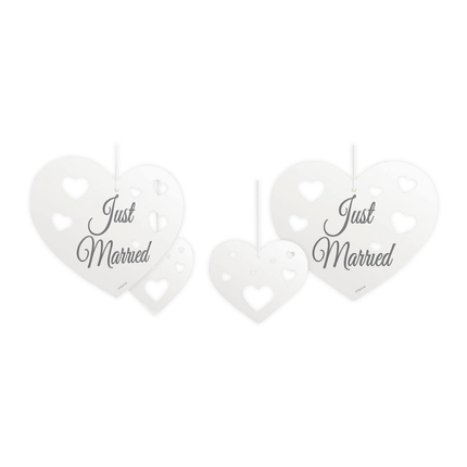 Just Married Hangdecoratie Set Harten 5 delig