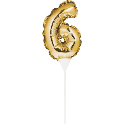 Gouden Taarttopper 6 Jaar Folie Ballon 13cm