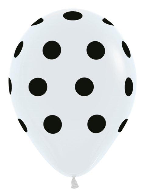 Ballonnen White with Black Dots 30cm 25st