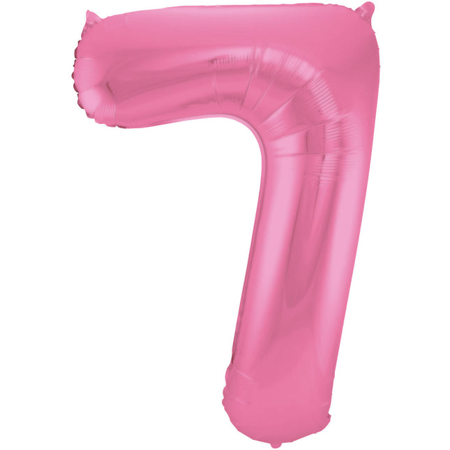 Folie Ballon Cijfer 7 Mat Roze XL 86cm leeg