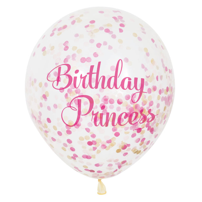 Confetti Ballonnen Birthday Princess 30cm 6st