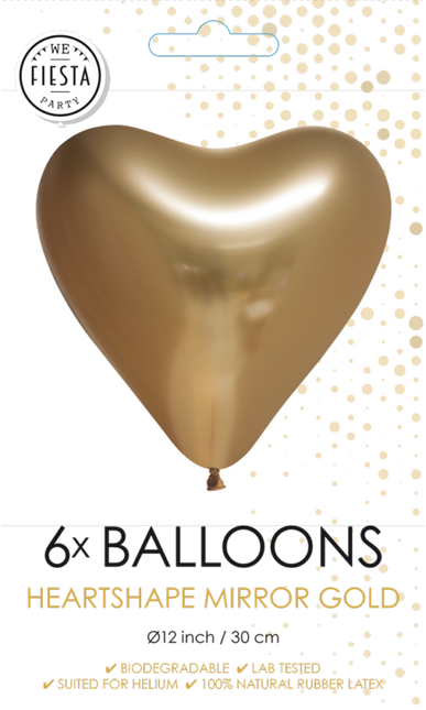 Hartjes Ballonnen Goud 30cm 6st