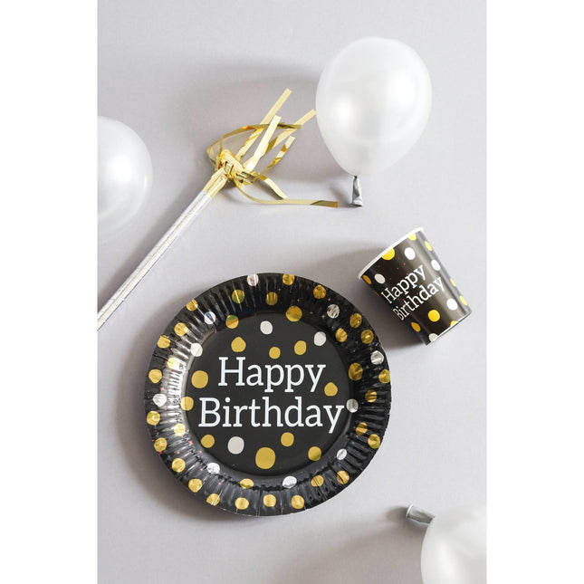 Happy Birthday Bekers Zwart 250ml 8st