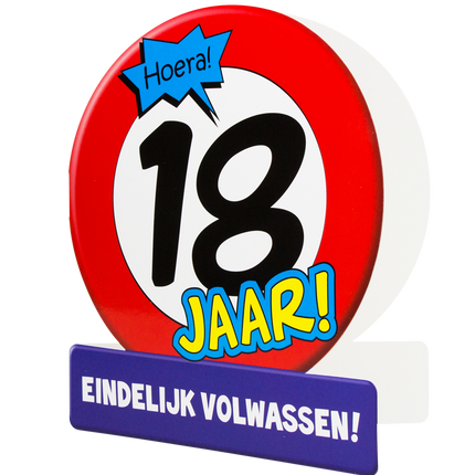 Verjaardagskaart 18 Jaar Verkeersbord 16,5cm