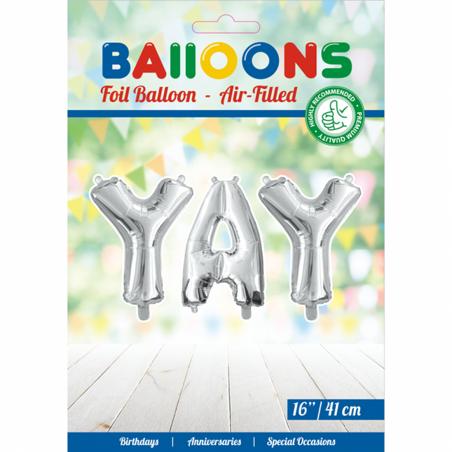 Ballonnen Letter Set Yay Zilver 41cm